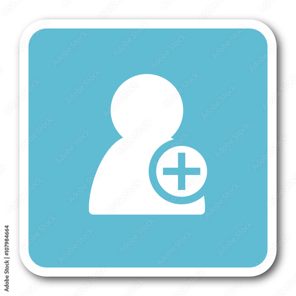 add contact blue square internet flat design icon