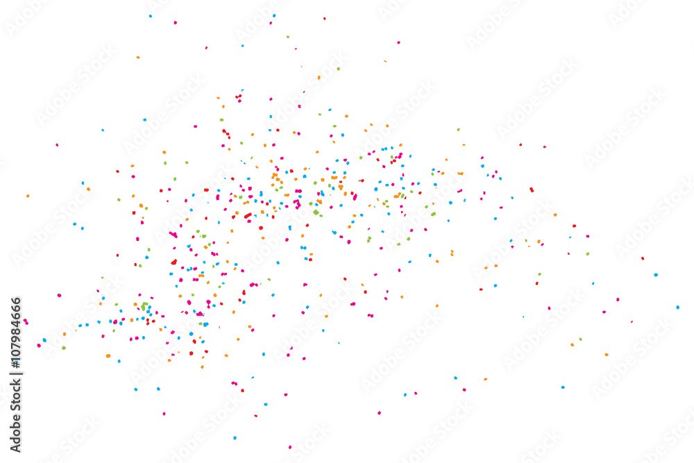 Naklejka premium Colorful celebration background with confetti isolated on white, background.