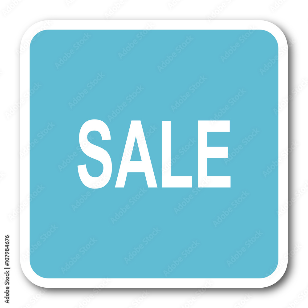 sale blue square internet flat design icon sale blue square internet flat design icon