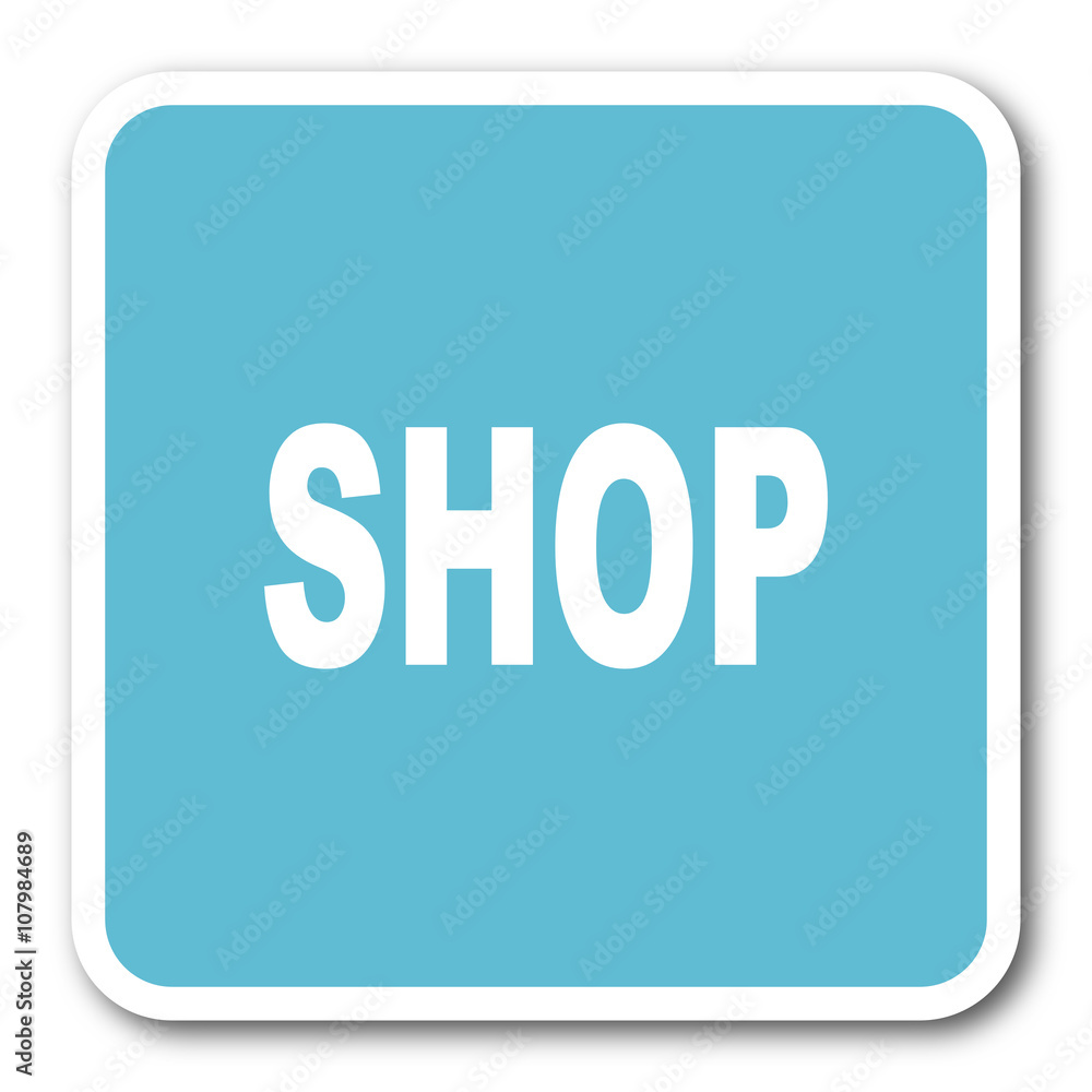 shop blue square internet flat design icon shop blue square internet flat design icon