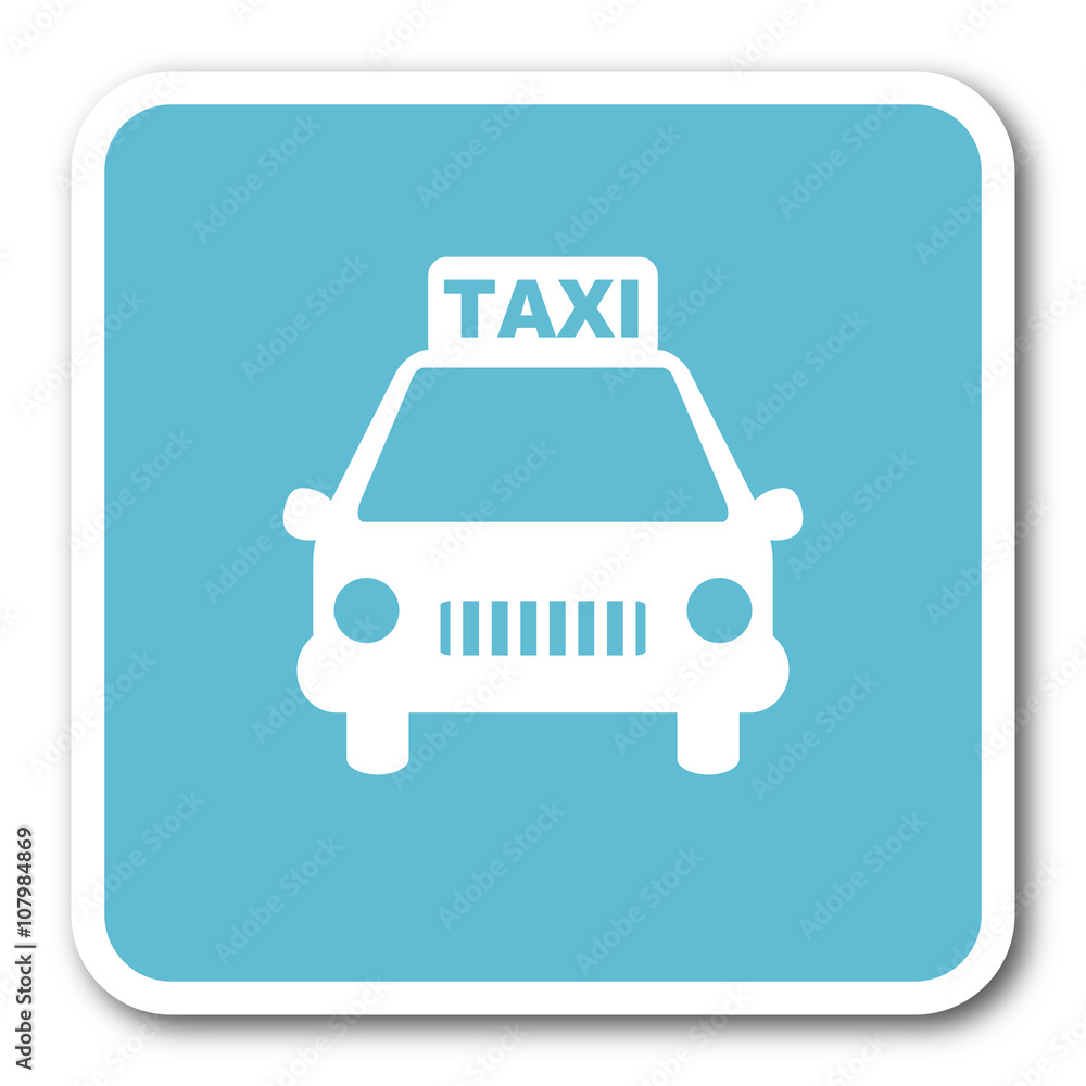 taxi blue square internet flat design icon