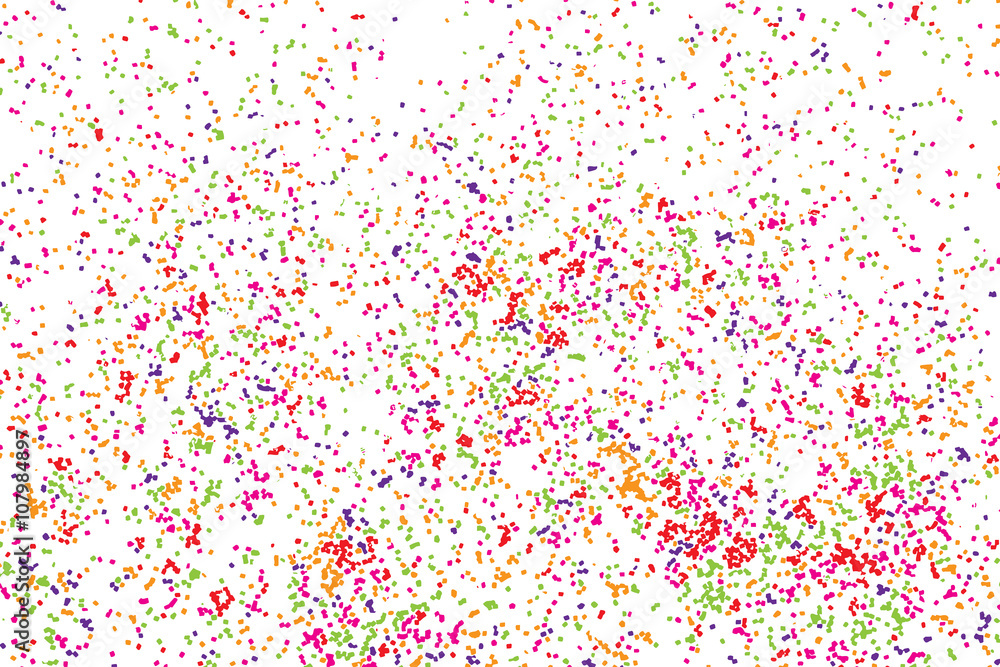 Colorful celebration background with confetti isolated on white background.