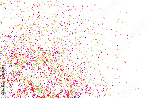 Colorful celebration background with confetti isolated on white,