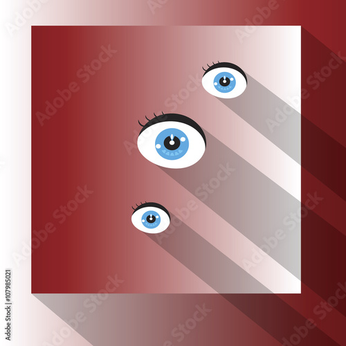eyes with shadows flat design on red