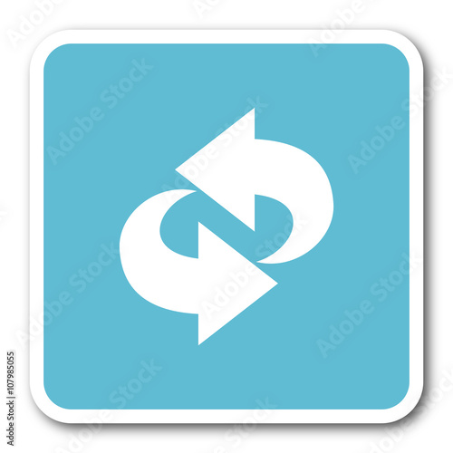 rotation blue square internet flat design icon