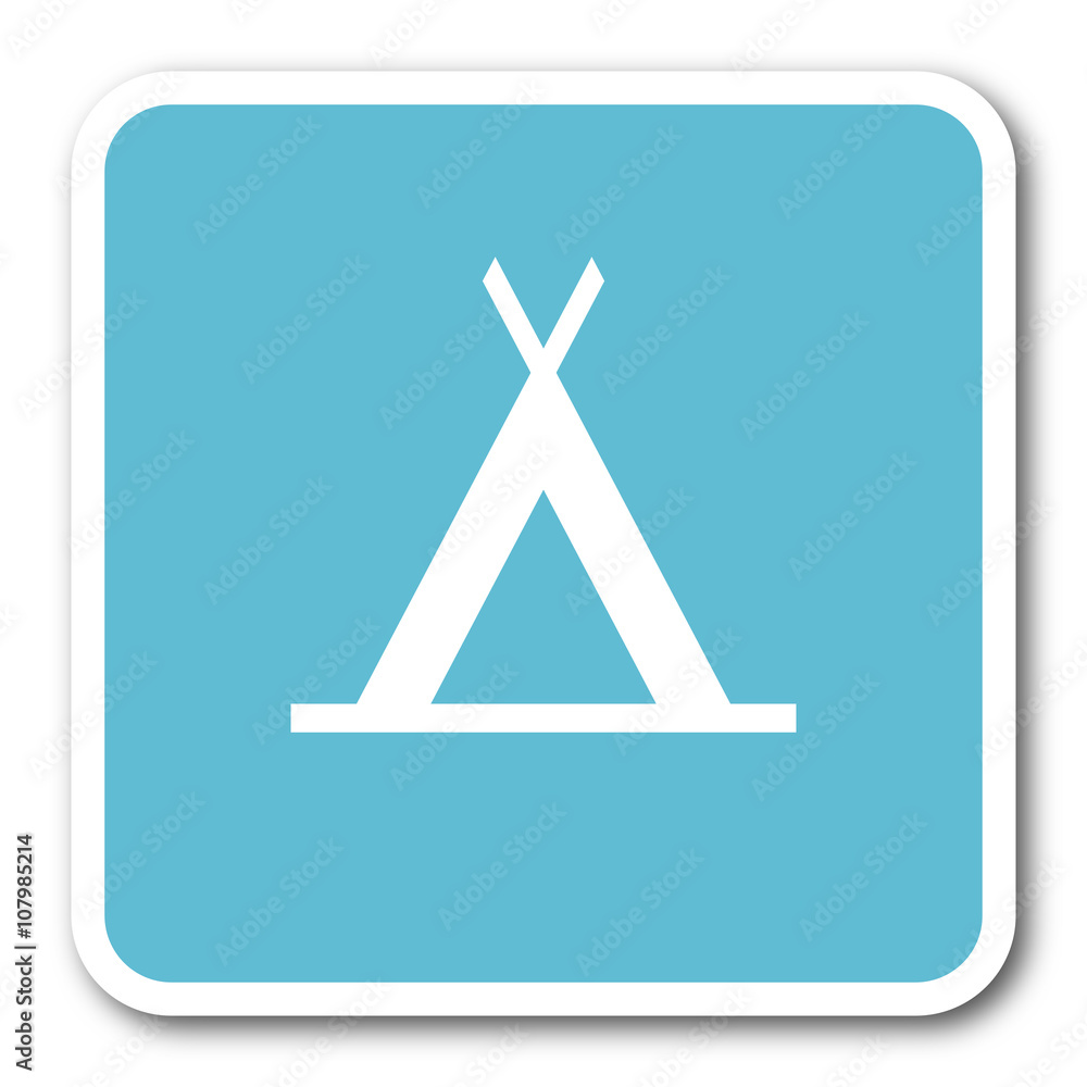 camp blue square internet flat design icon camp blue square internet flat design icon