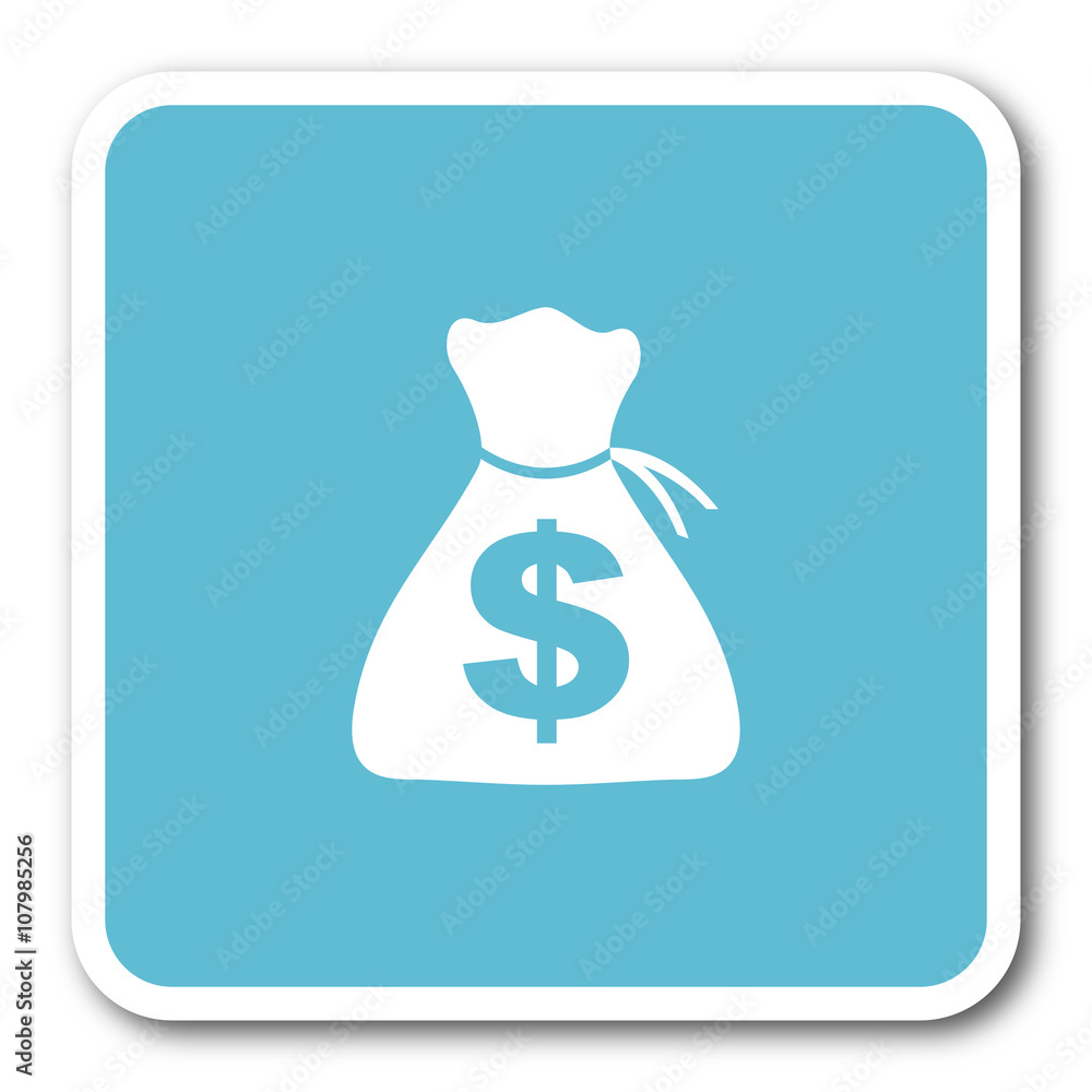 money blue square internet flat design icon money blue square internet flat design icon