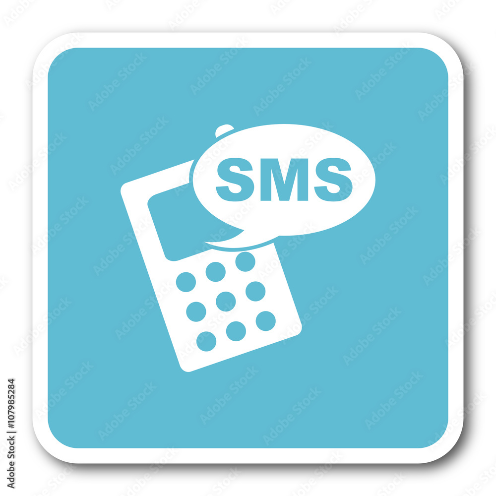 sms blue square internet flat design icon sms blue square internet flat design icon