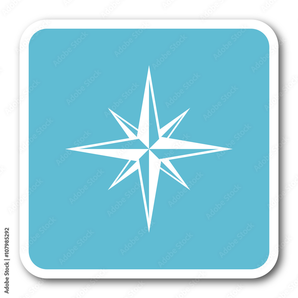 compass blue square internet flat design icon compass blue square internet flat design icon