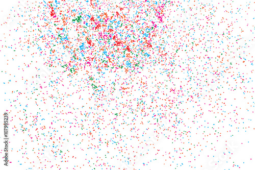 Colorful confetti on white background.