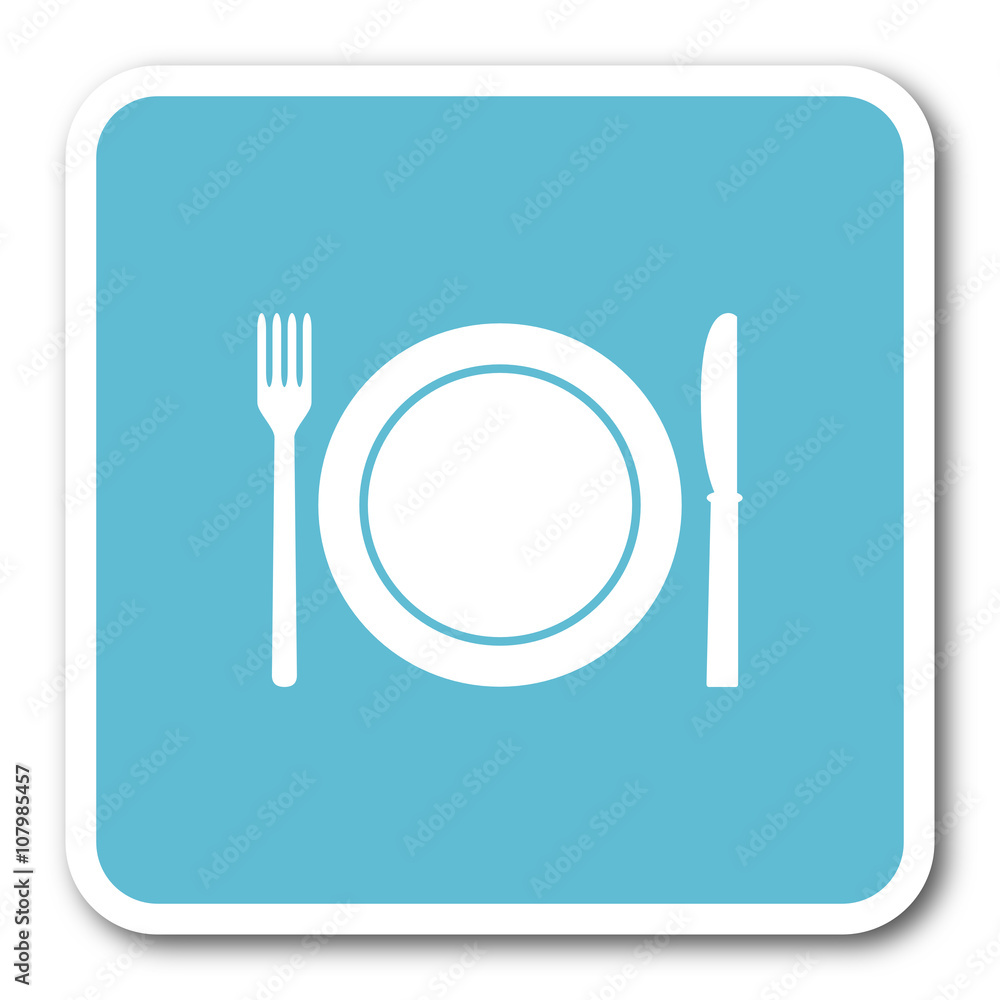 restaurant blue square internet flat design icon restaurant blue square internet flat design icon