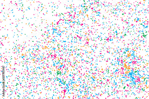 Abstract overlay background colorful confetti or paint splatter brush texture for Holi Festival and Carnival Celebrations. Random round glitter dots overlays for creative design projects