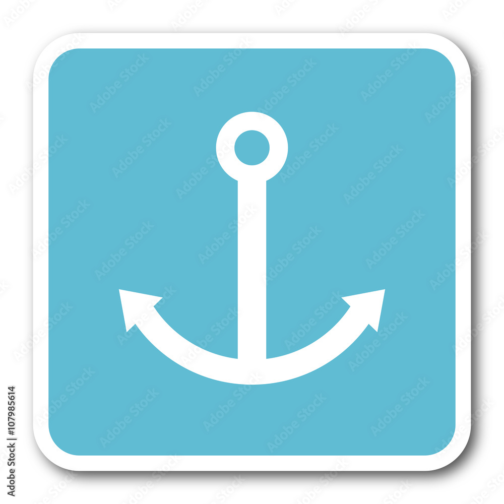 anchor blue square internet flat design icon anchor blue square internet flat design icon