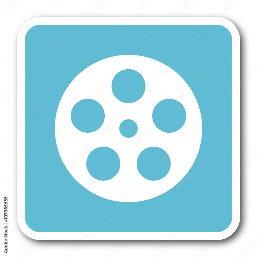 film blue square internet flat design icon