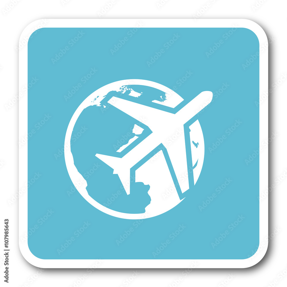 travel blue square internet flat design icon travel blue square internet flat design icon