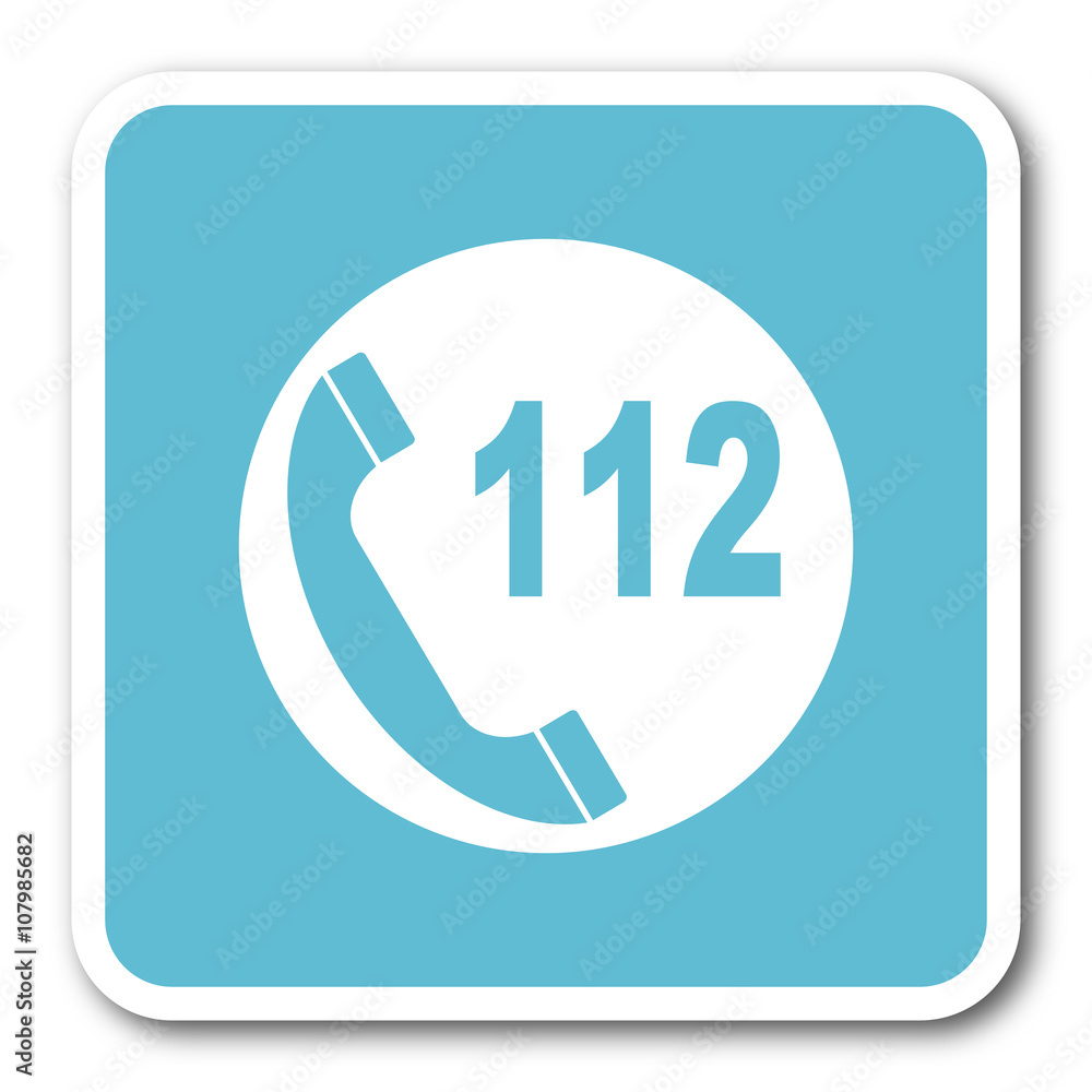 emergency call blue square internet flat design icon emergency call blue square internet flat design icon