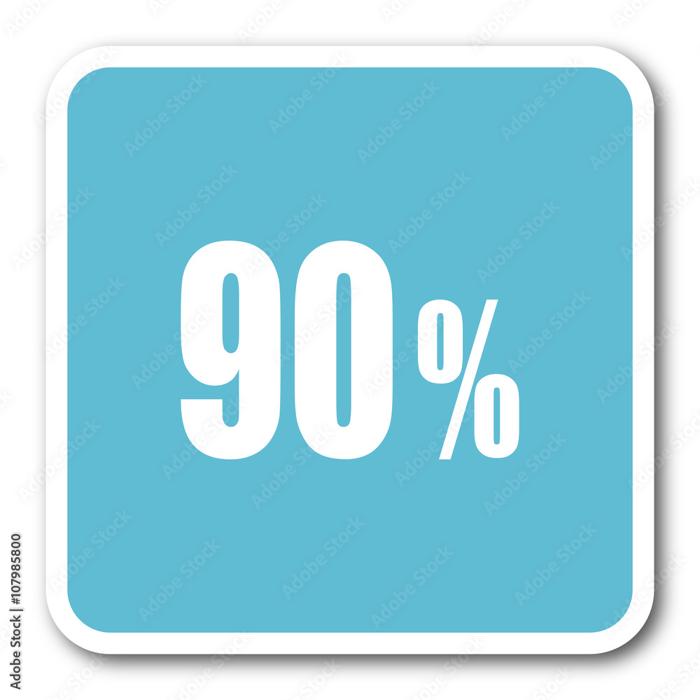 90 percent blue square internet flat design icon 90 percent blue square internet flat design icon