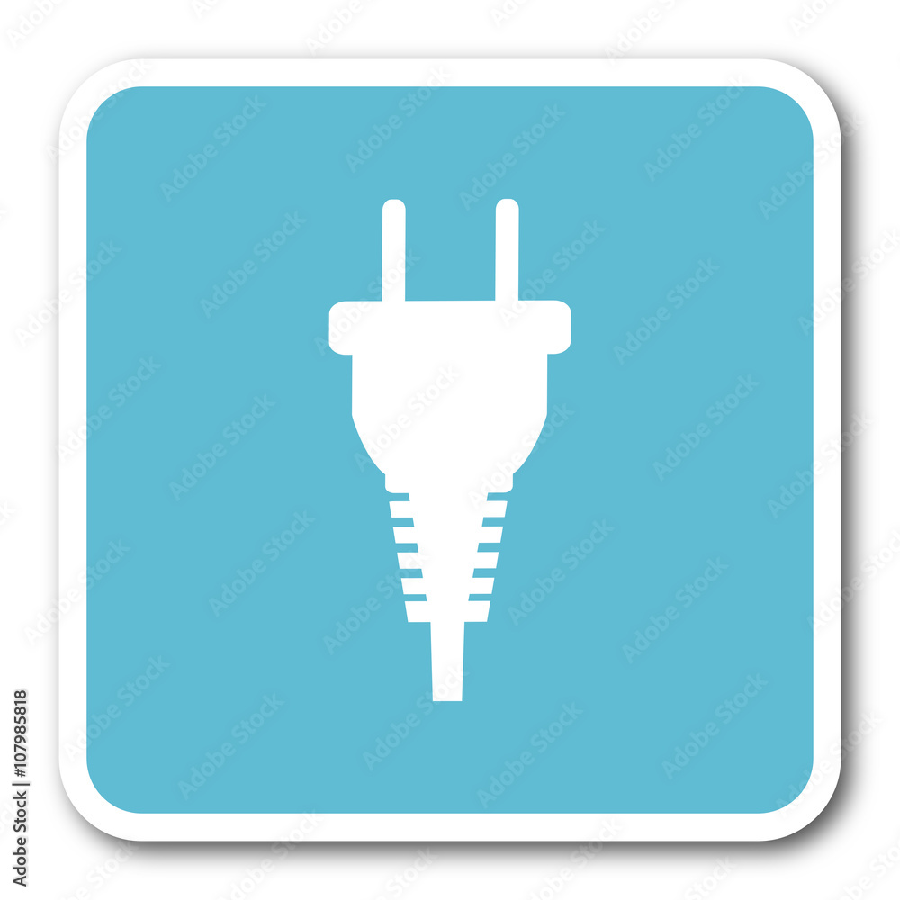 plug blue square internet flat design icon plug blue square internet flat design icon