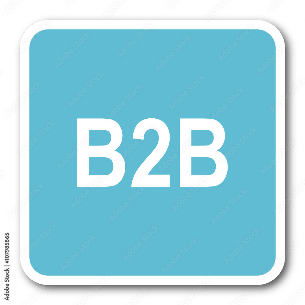 b2b blue square internet flat design icon b2b blue square internet flat design icon