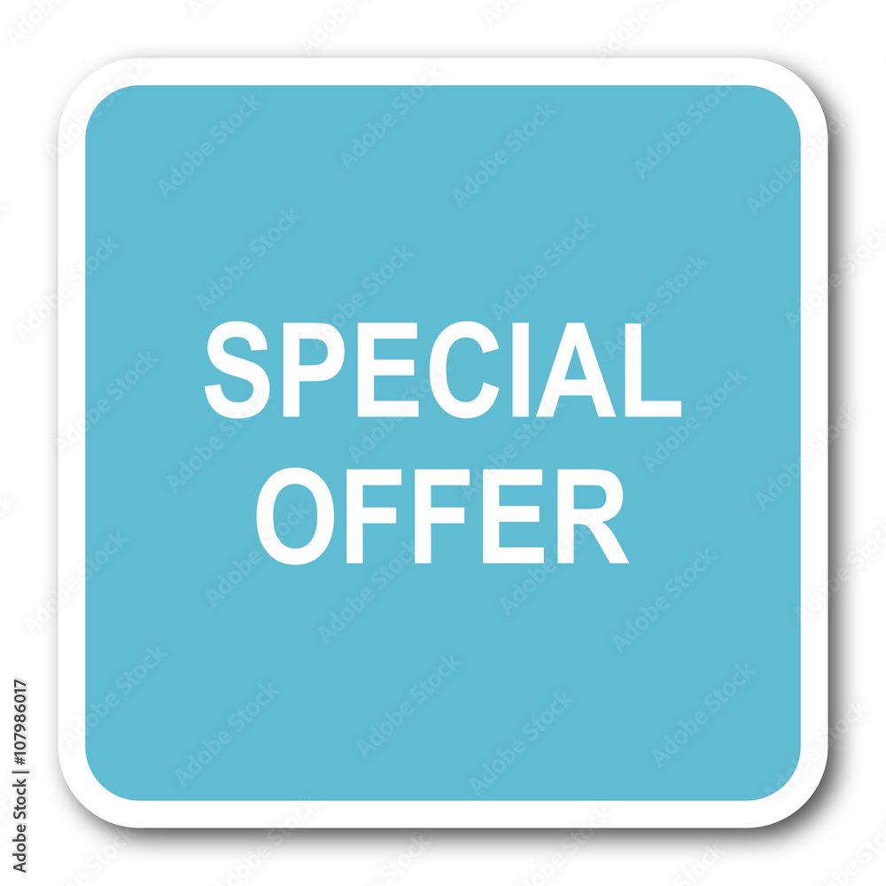 special offer blue square internet flat design icon special offer blue square internet flat design icon