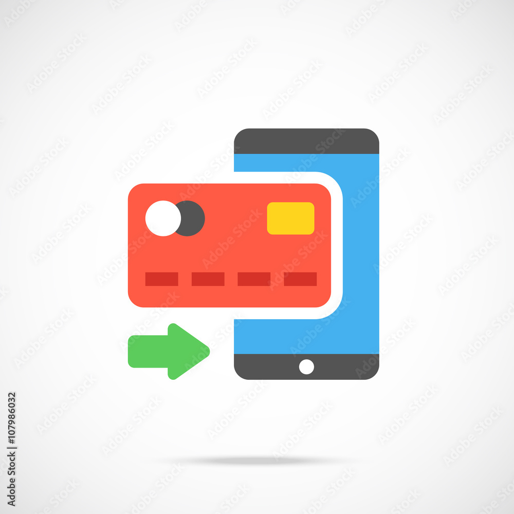 Vector credit card and smartphone icon. Modern flat design vector illustration Vector credit card and smartphone icon. Modern flat design vector illustration