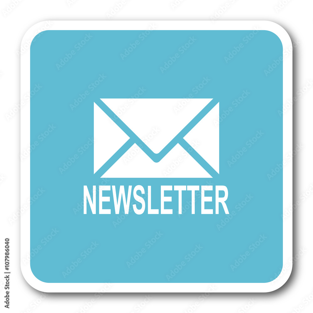 newsletter blue square internet flat design icon newsletter blue square internet flat design icon