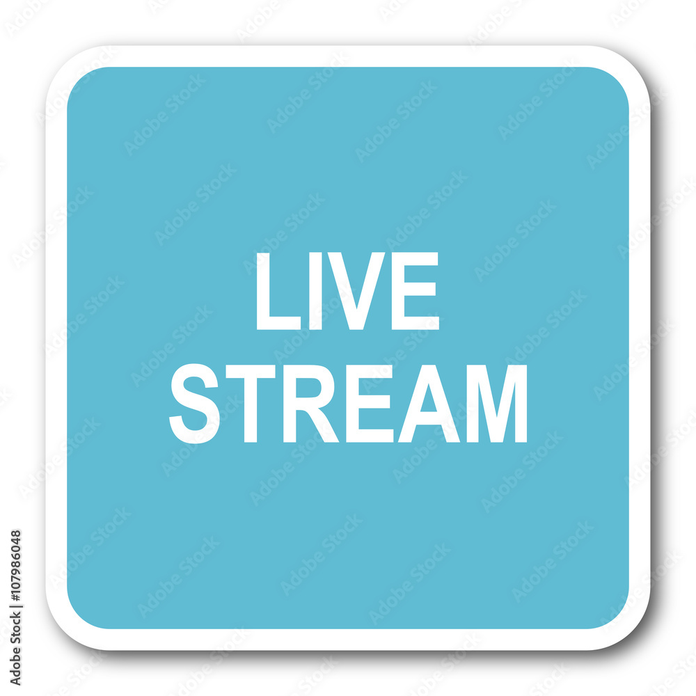live stream blue square internet flat design icon live stream blue square internet flat design icon
