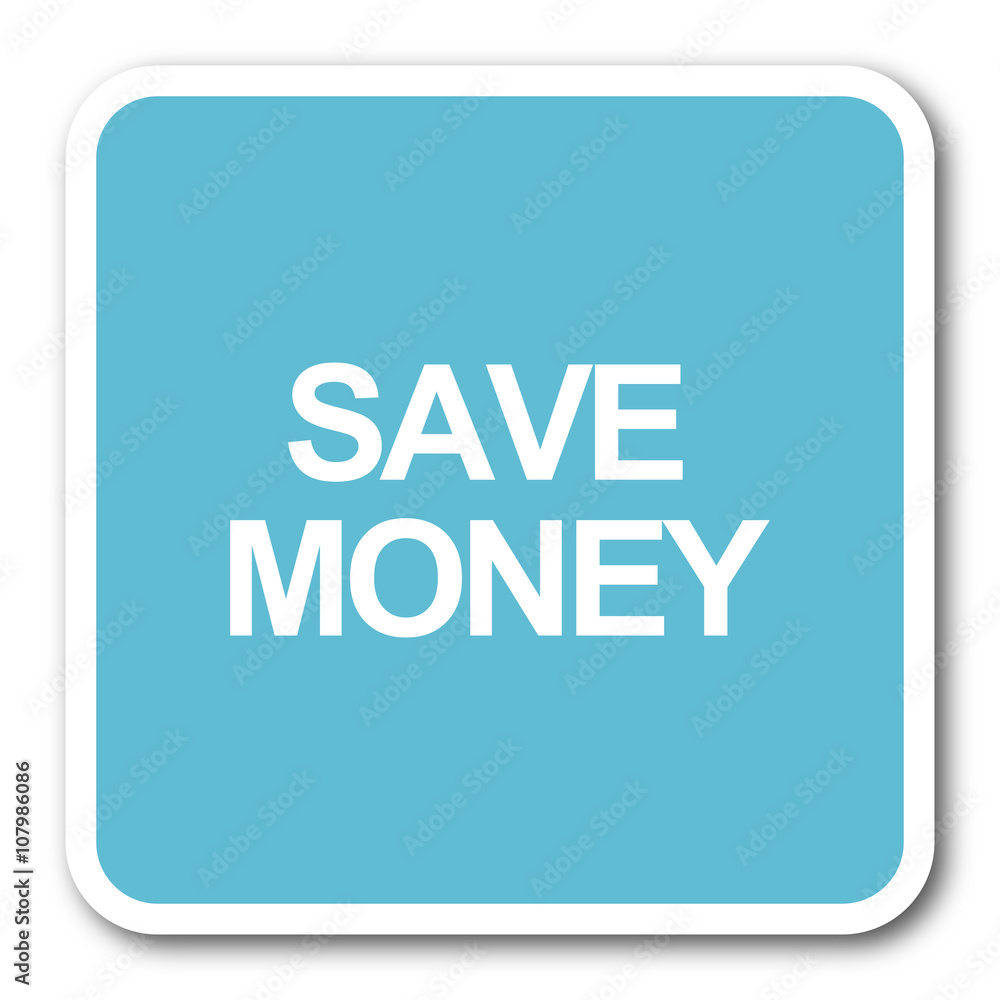 save money blue square internet flat design icon save money blue square internet flat design icon