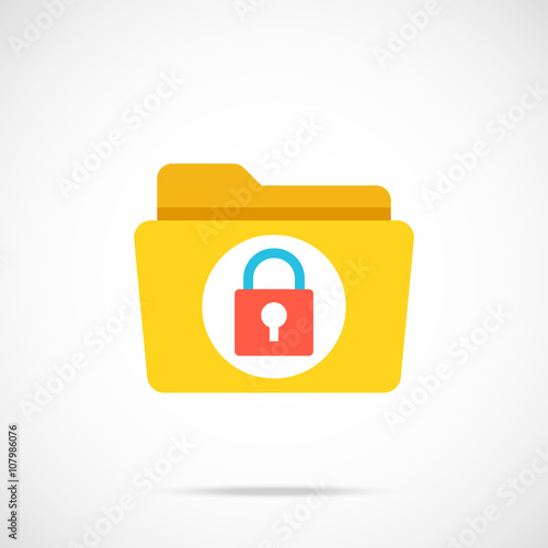 Vector folder and lock icon. Modern flat design vector illustration