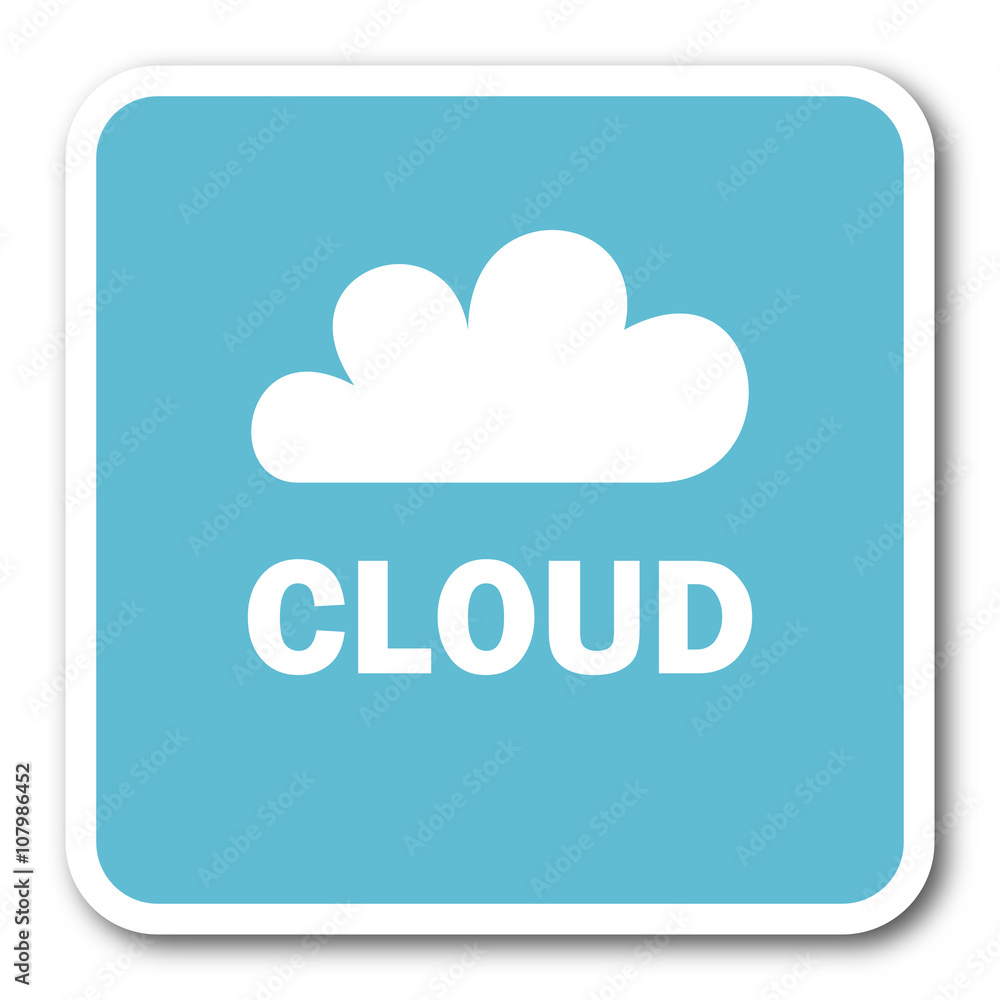cloud blue square internet flat design icon cloud blue square internet flat design icon