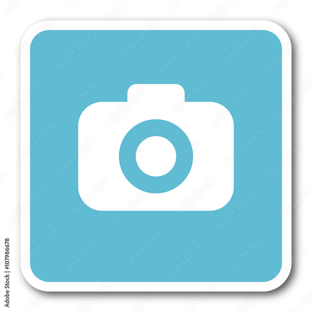 photo camera blue square internet flat design icon photo camera blue square internet flat design icon