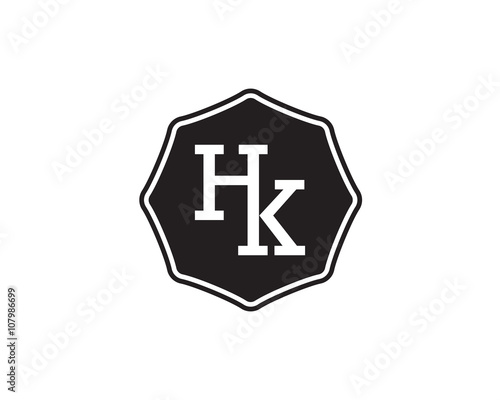 HK retro initial monogram letter logo. vintage label typography.