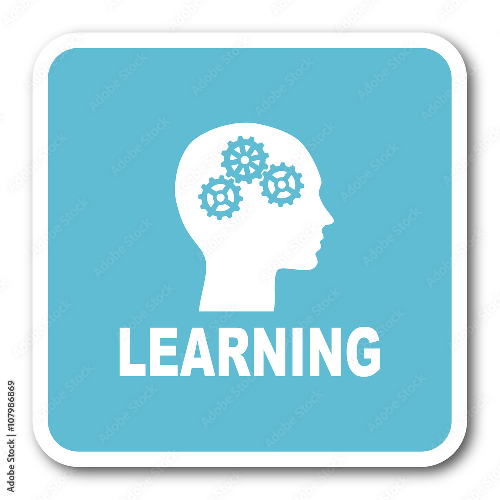 learning blue square internet flat design icon learning blue square internet flat design icon