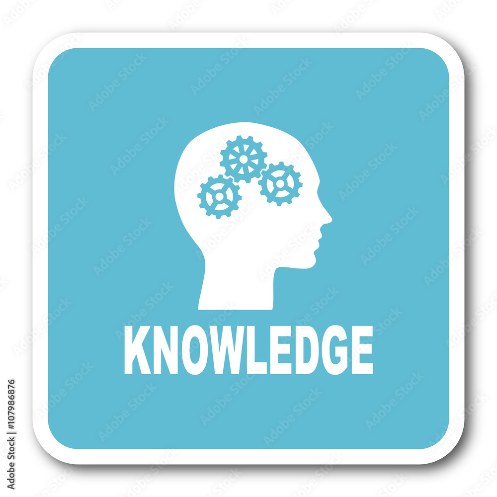 knowledge blue square internet flat design icon