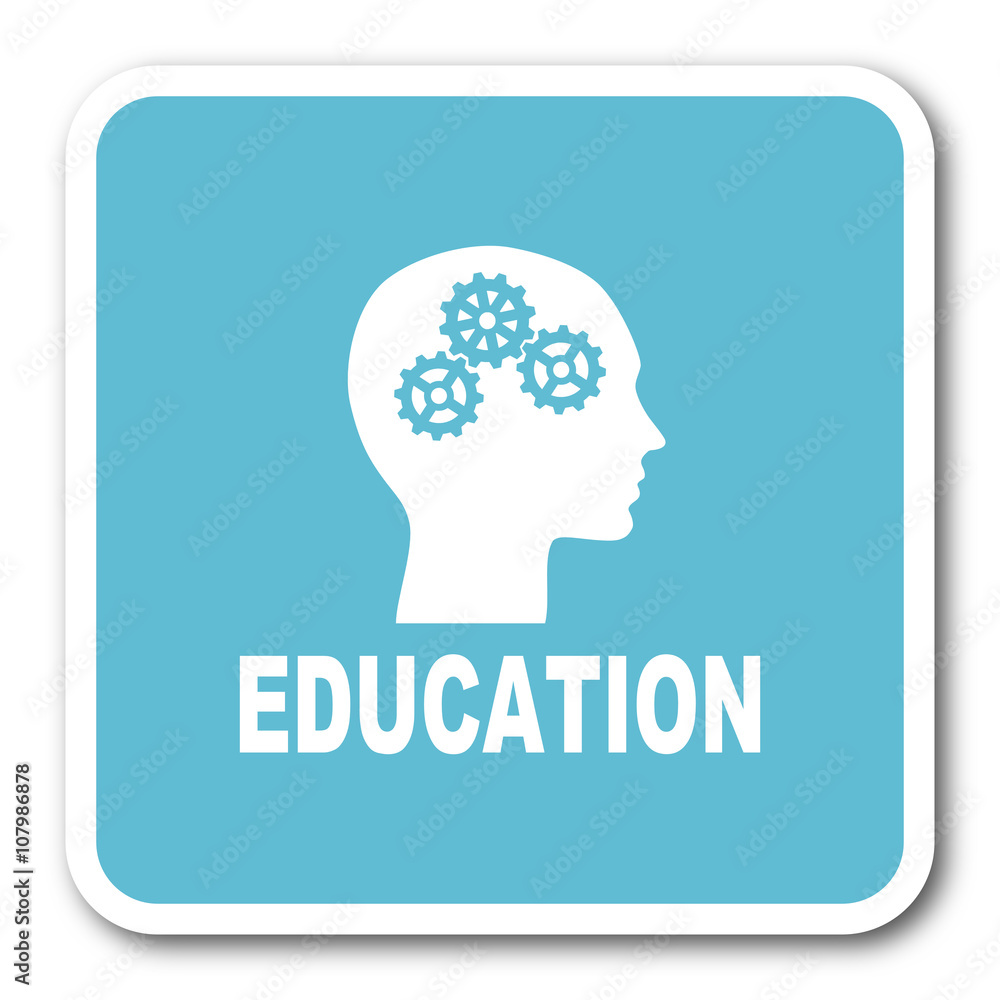 education blue square internet flat design icon education blue square internet flat design icon