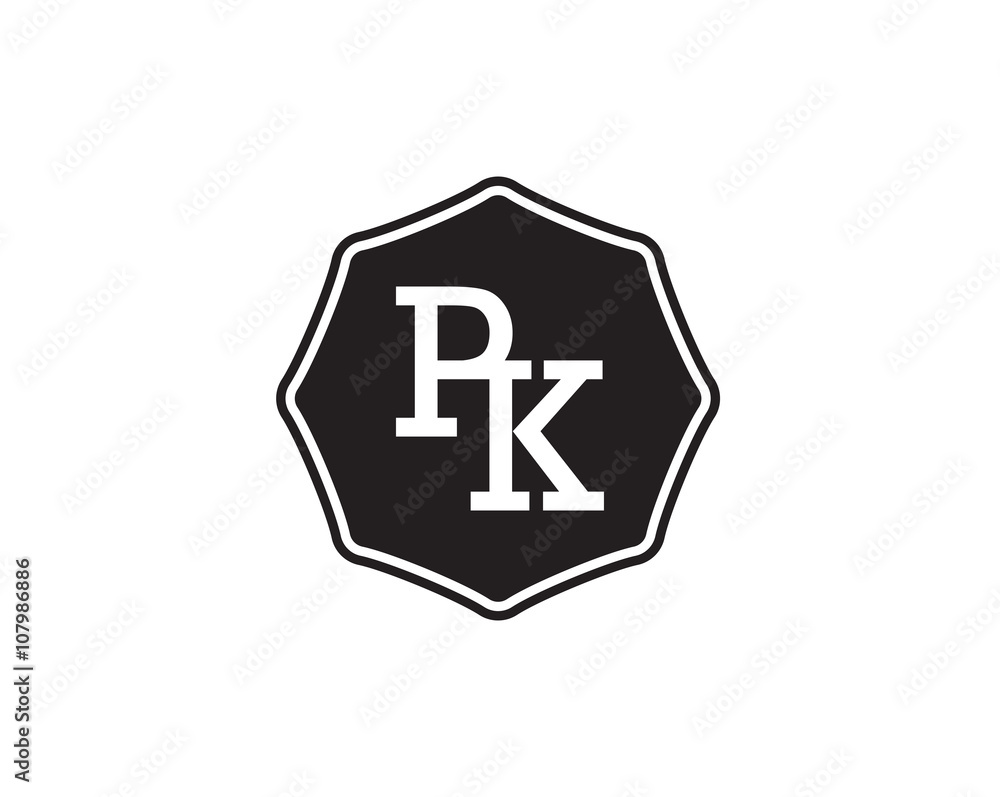Obraz premium PK retro initial monogram letter logo. vintage label typography.