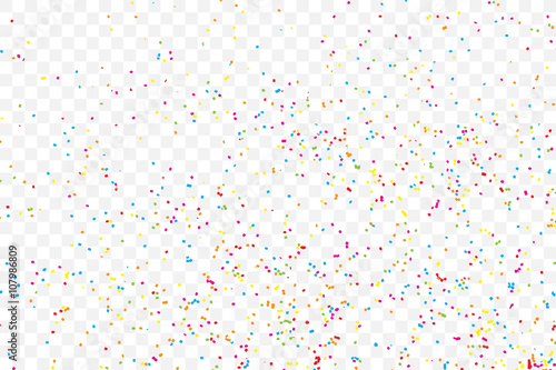 Abstract colorful confetti background. Isolated on transparent background. Holiday illustration.