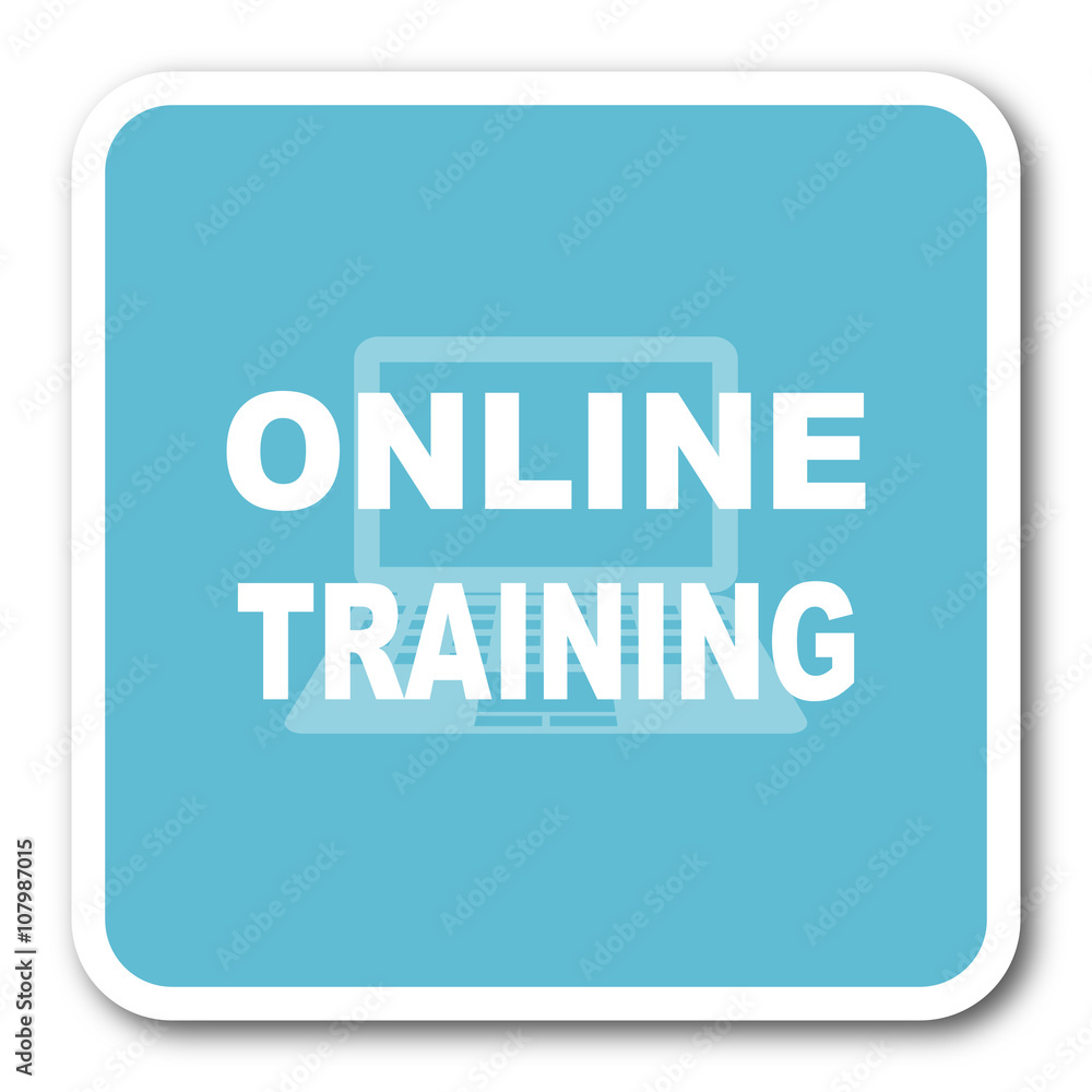 online training blue square internet flat design icon online training blue square internet flat design icon