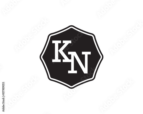 KN retro initial monogram letter logo. vintage label typography.