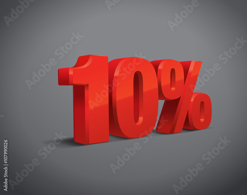 10 percent off, sale background, object 3D. Eps10 Vector.