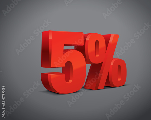 5 percent off, sale background, object 3D. Eps10 Vector.