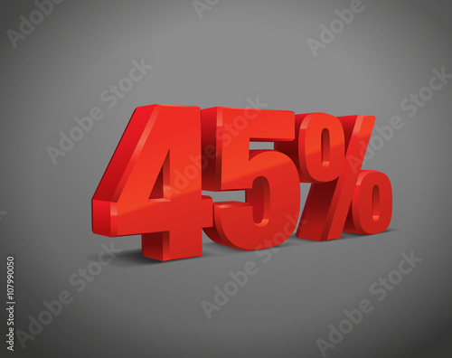45 percent off, sale background, object 3D. Eps10 Vector.