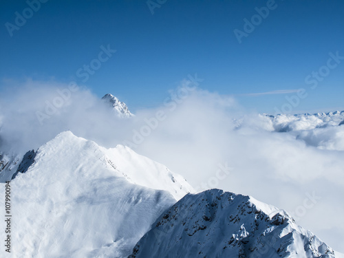 Wintertime early morning sea of clouds – mountain top Austrian