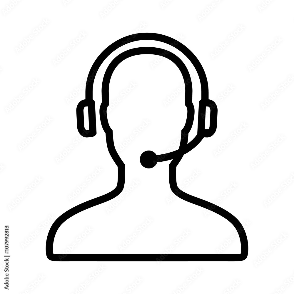 Customer support / customer service line art icon for apps and websites