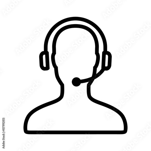 Customer support / customer service line art icon for apps and websites