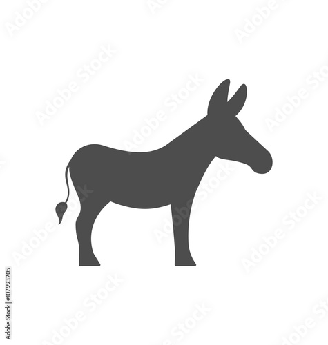 Tablou canvas Donkey Silhouette Isolated on White Background
