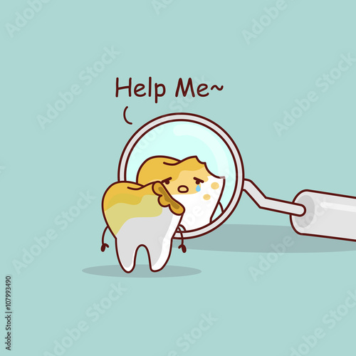  decayed tooth with dentist mirror