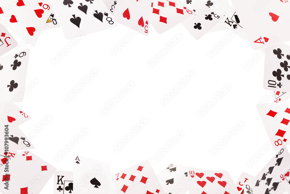 Obraz premium Frame of playing cards on a white background
