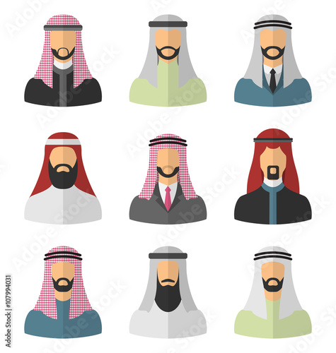 Set Arabic Men Flat Icons