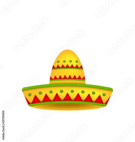 Mexican Hat Sombrero Isolated on White Background